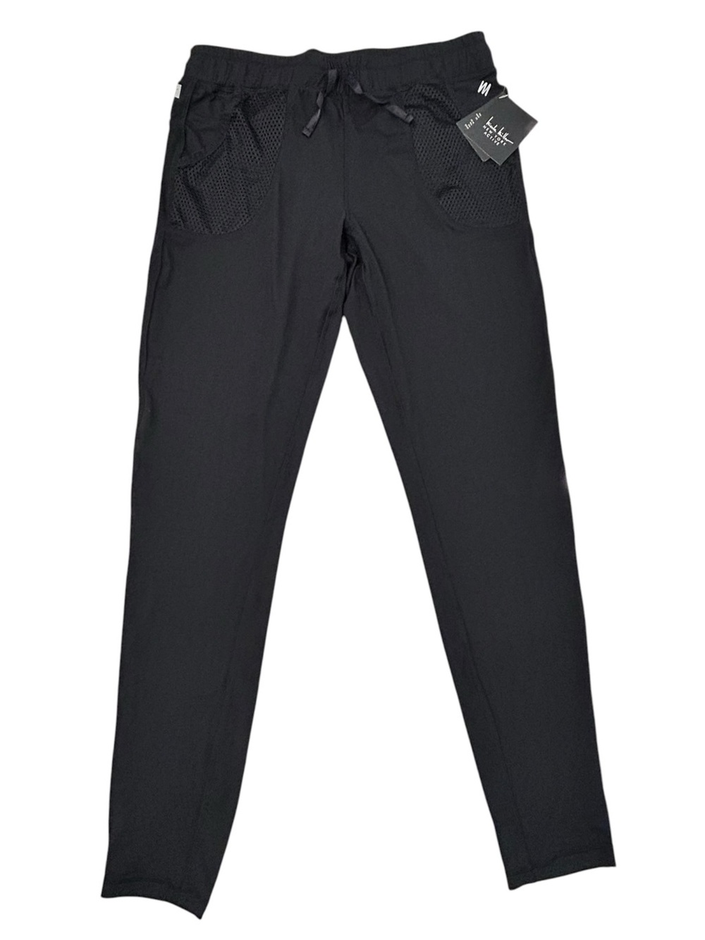 NEW Nicole Miller Black Laser Mesh Drawstring Track Pants Women’s S Wicking